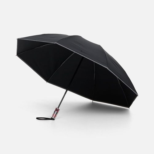 Зонт наоборот складной Futurum со светоотражающим кантом, черный