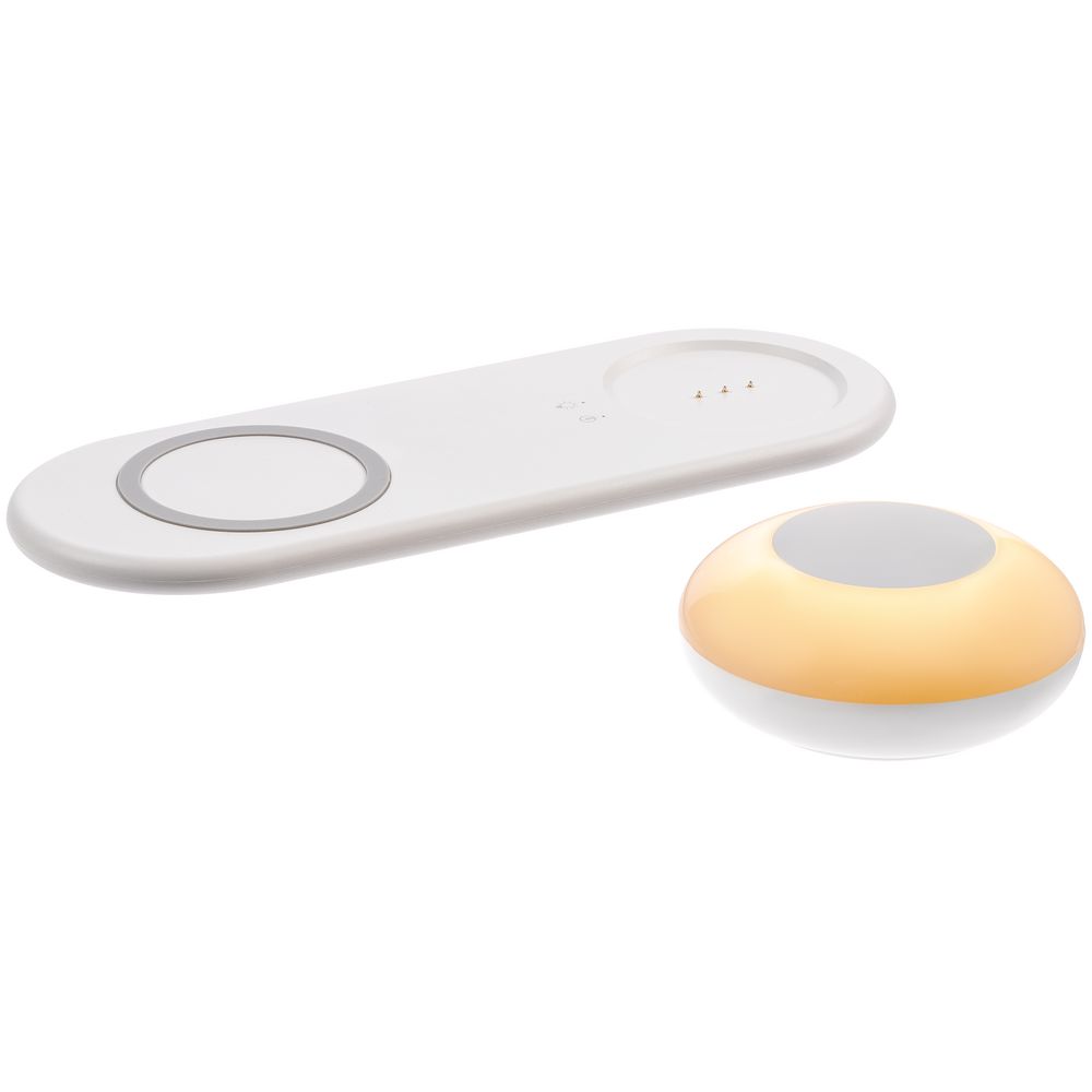 Станция беспроводной зарядки с ночником moonRay, белая — изображение 5