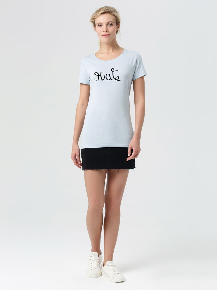Футболка женская Hate-Love, голубая — изображение 4