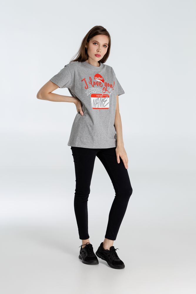 Футболка Hello! I Love You!, серый меланж — изображение 7