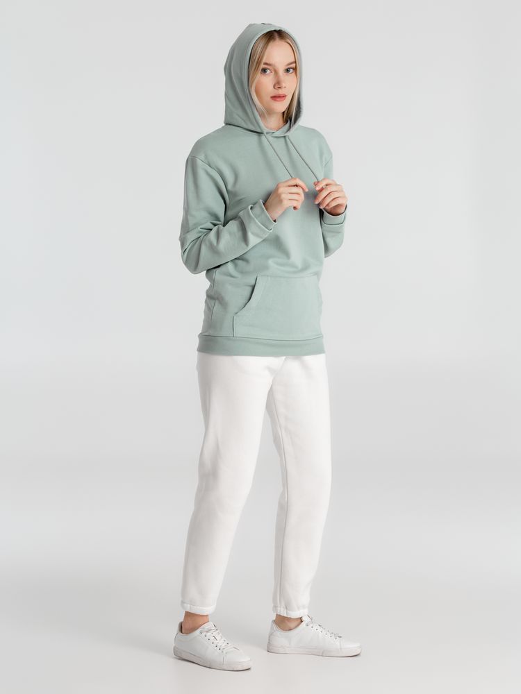 Толстовка с капюшоном унисекс Hoodie, серо-зеленая — изображение 8