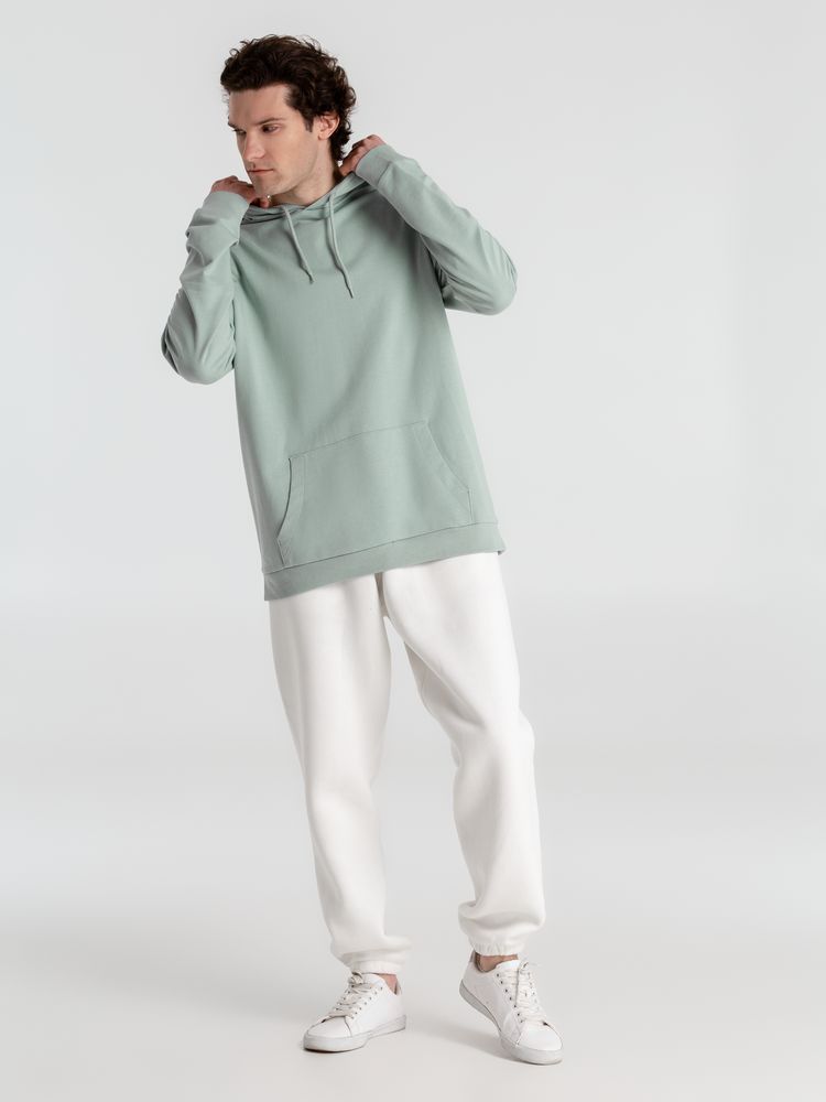 Толстовка с капюшоном унисекс Hoodie, серо-зеленая — изображение 11
