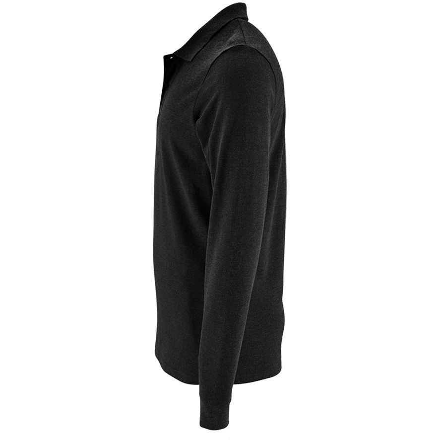 Рубашка поло мужская с длинным рукавом Perfect LSL Men, черный меланж — изображение 4