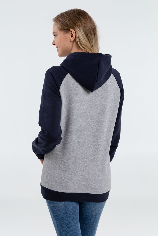 Толстовка унисекс Seattle, серый меланж c темно-синим — изображение 9