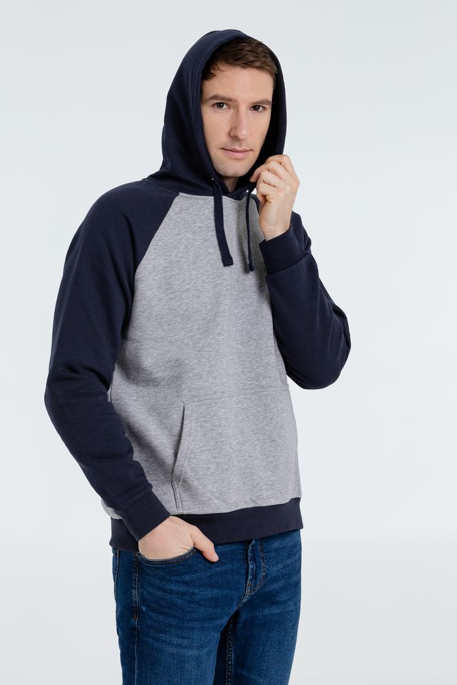 Толстовка унисекс Seattle, серый меланж c темно-синим — изображение 7