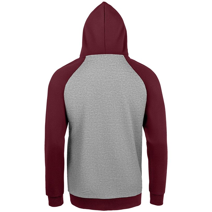 Толстовка унисекс Seattle, серый меланж с бордовым — изображение 3