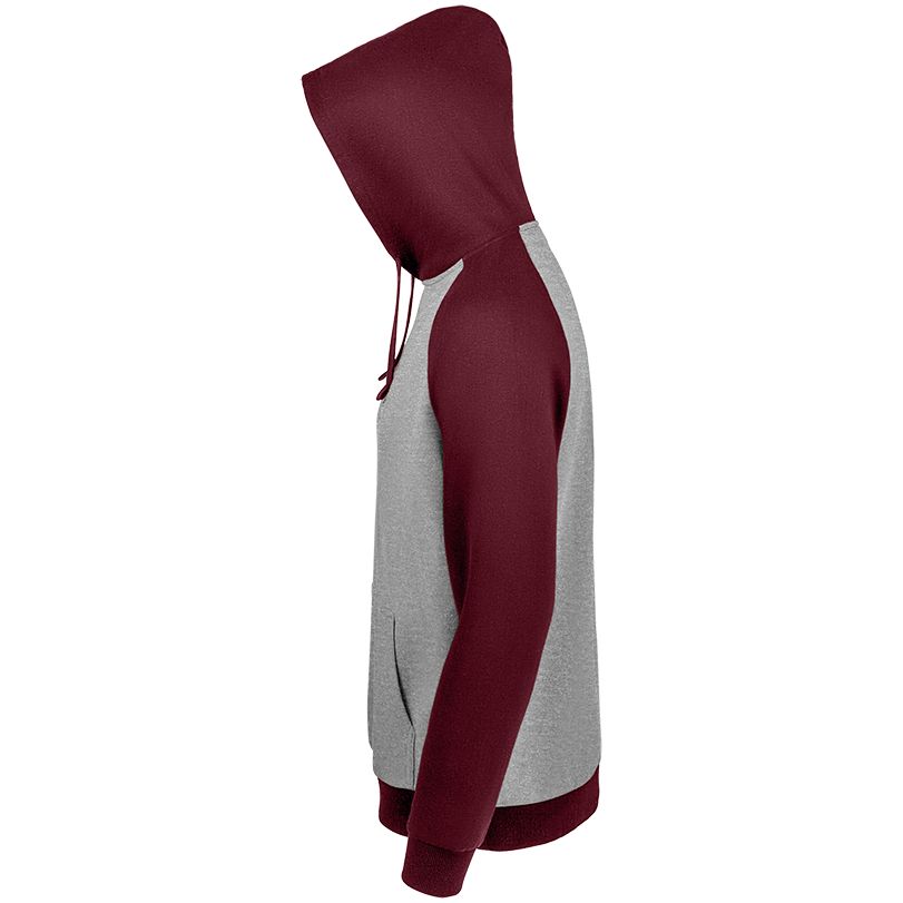 Толстовка унисекс Seattle, серый меланж с бордовым — изображение 4