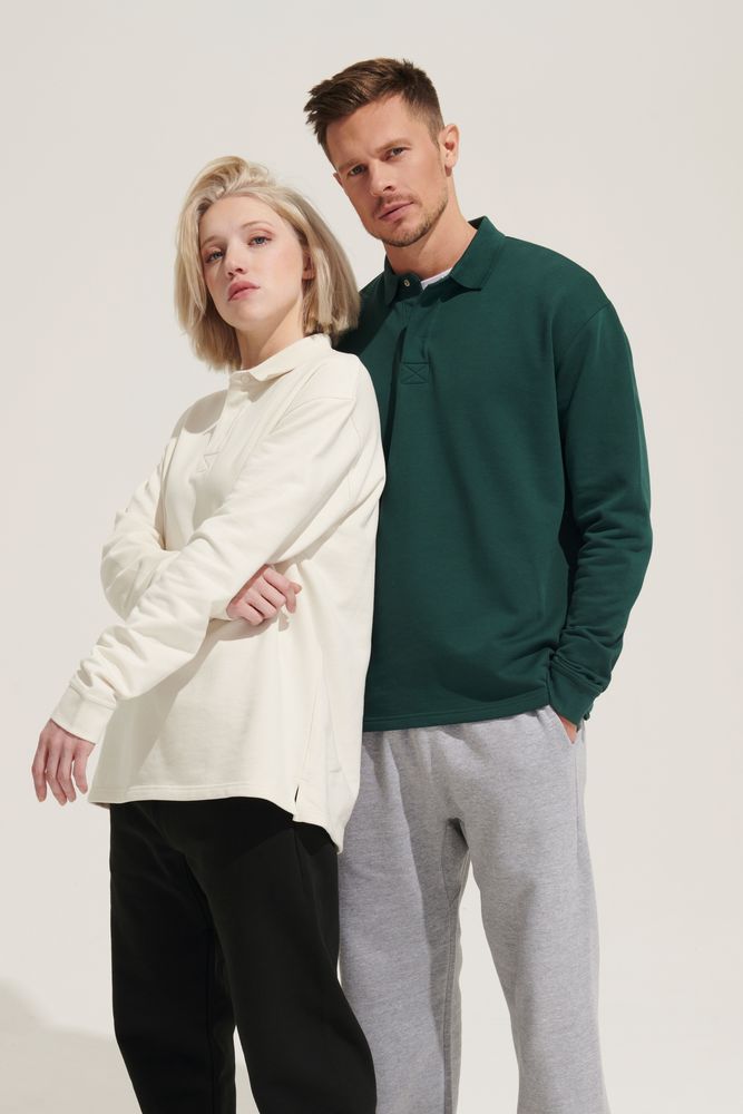 Рубашка поло оверсайз с длинным рукавом Heritage, серый меланж — изображение 7