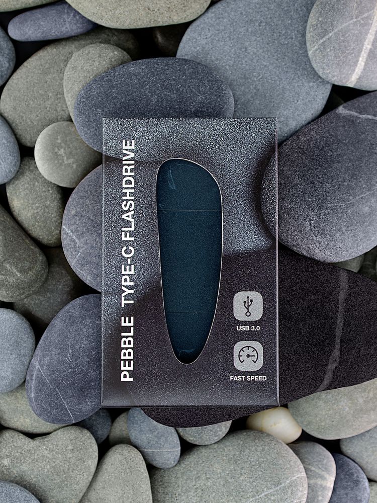 Флешка Pebble Type-C, USB 3.0, серо-синяя, 32 Гб — изображение 9