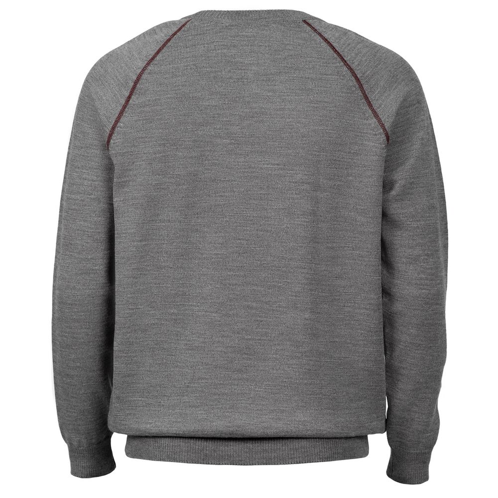 Джемпер Stitch с контрастной отделкой, серый с бордовым — изображение 3