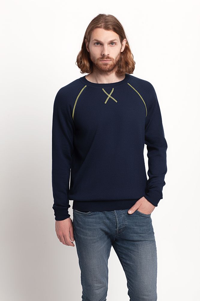 Джемпер Stitch с контрастной отделкой, синий с зеленым — изображение 6