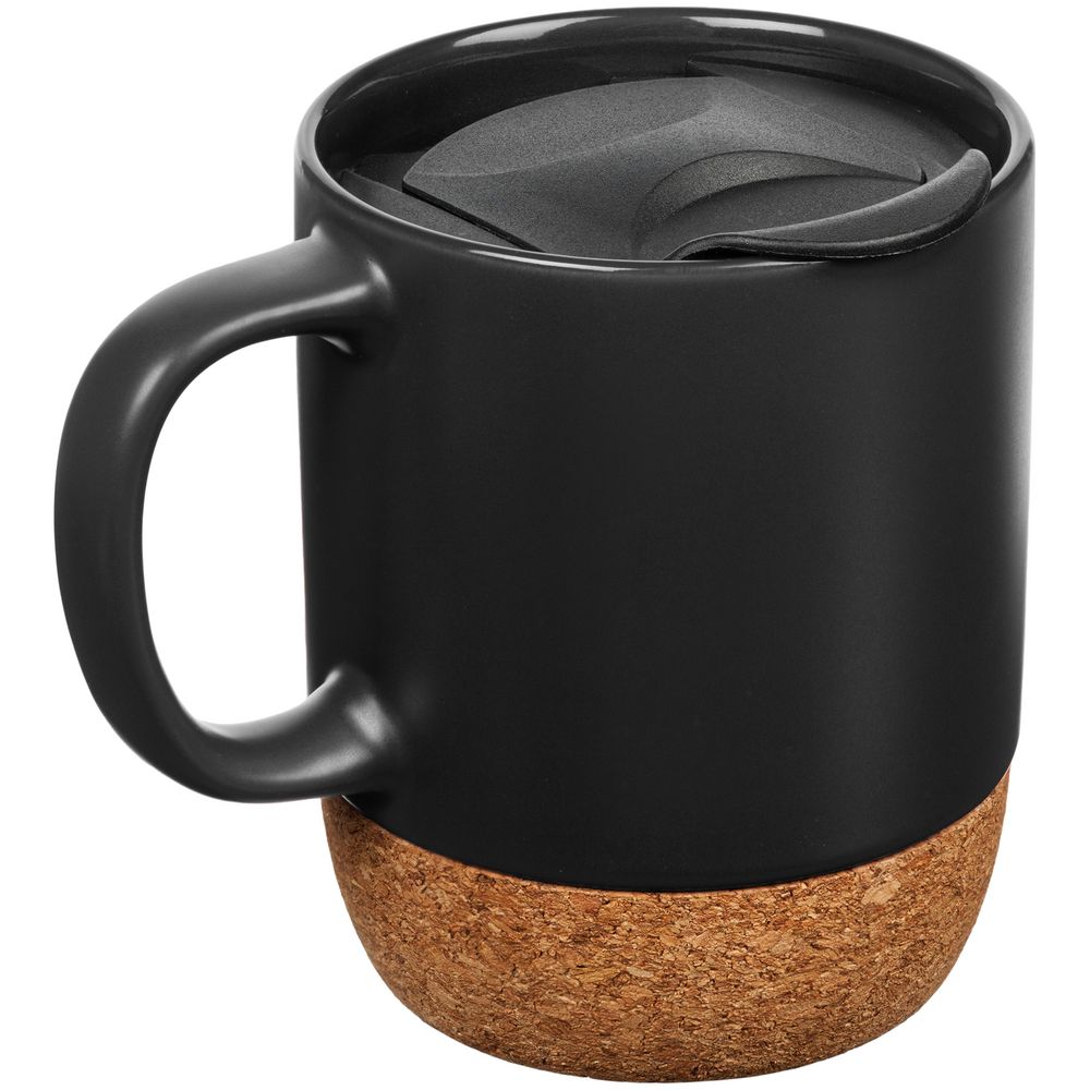Кружка с пробковой подставкой Corky Walk, черная — изображение 3