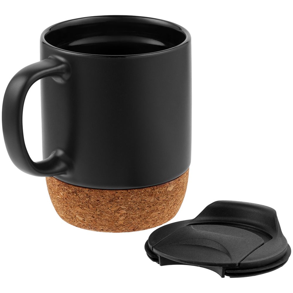 Кружка с пробковой подставкой Corky Walk, черная — изображение 4