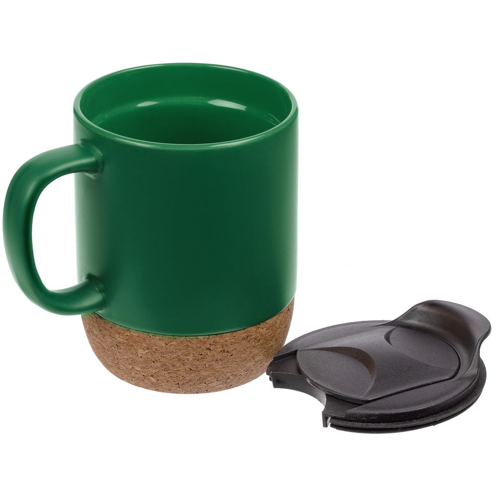 Кружка с пробковой подставкой Corky Walk, зеленая — изображение 4