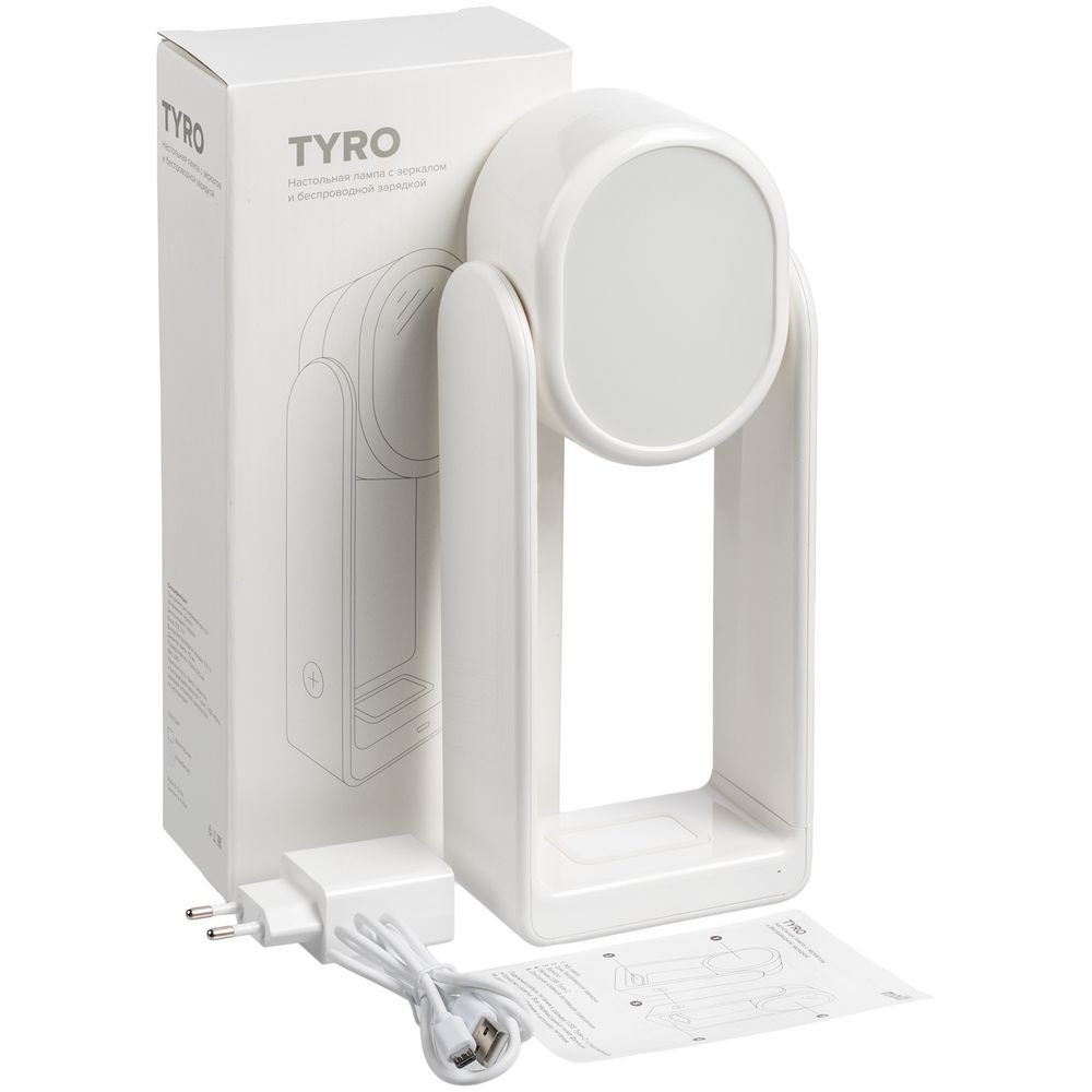 Настольная лампа с зеркалом и беспроводной зарядкой Tyro, белая — изображение 8
