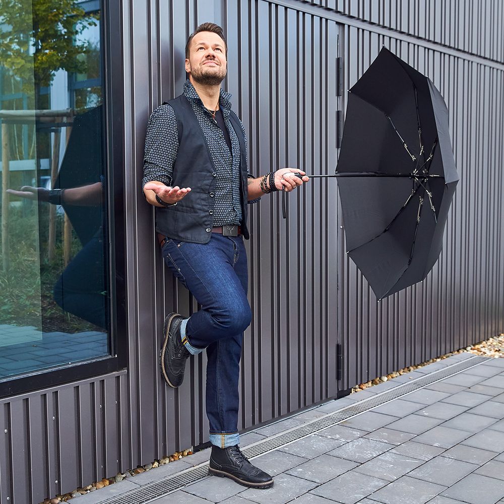 Зонт складной Steel, черный — изображение 9