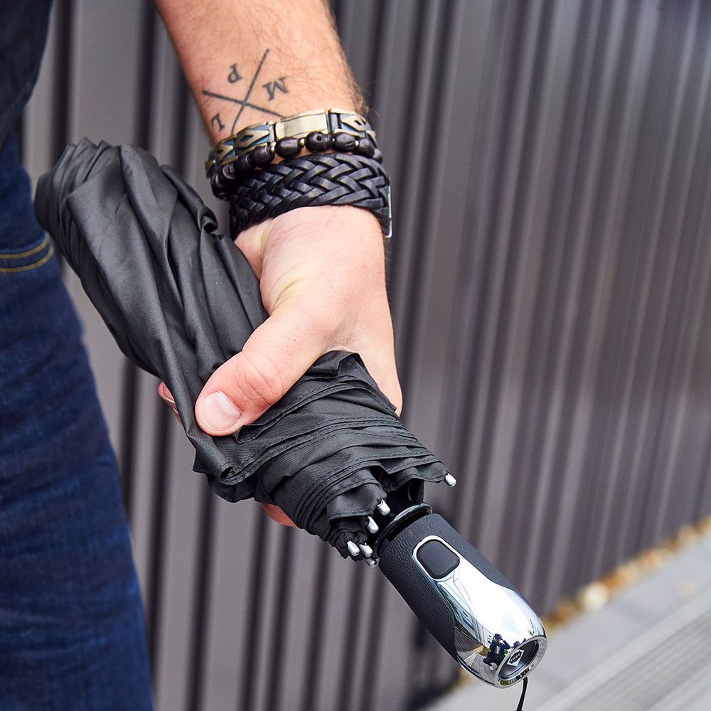 Зонт складной Steel, черный — изображение 8