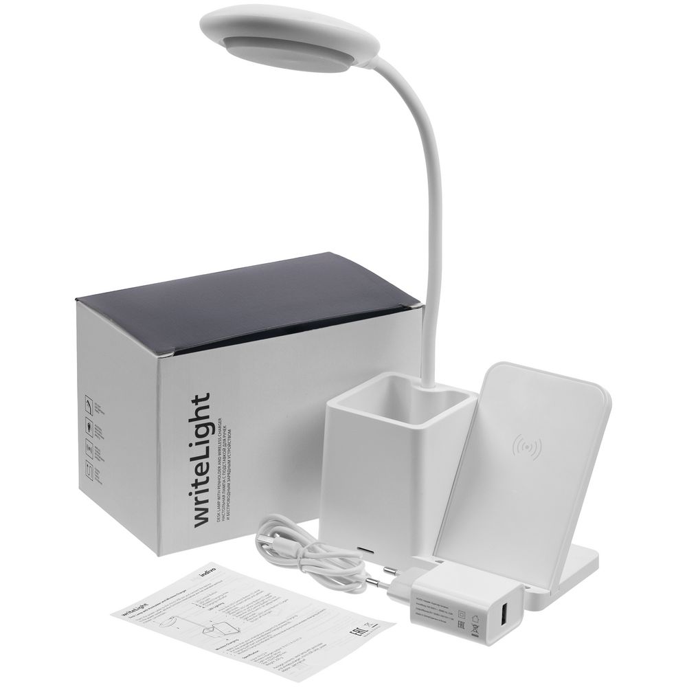 Лампа с органайзером и беспроводной зарядкой writeLight, ver. 2, белая — изображение 13