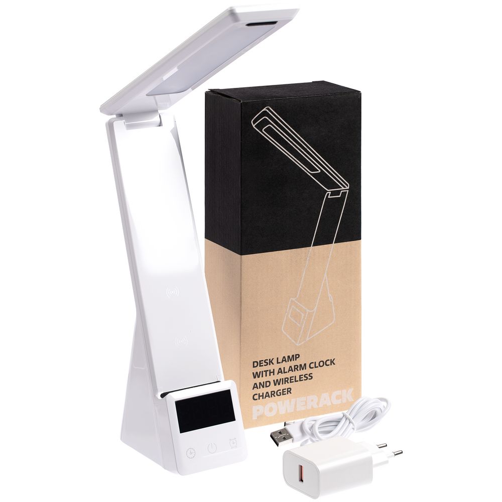 Лампа с беспроводной зарядкой смартфона и часов Powerack, белая — изображение 16