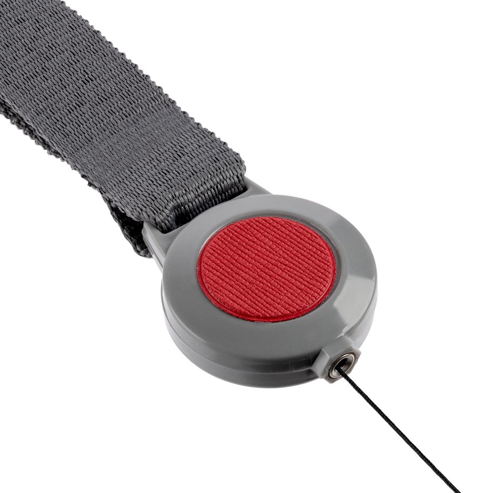 Лента для бейджа с ретрактором Devon, серая с красным — изображение 3