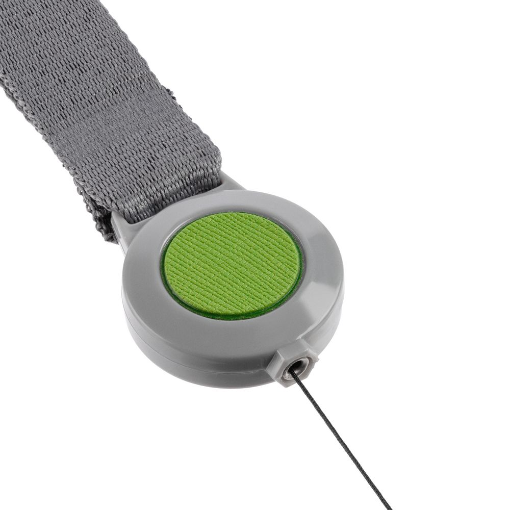 Лента для бейджа с ретрактором Devon, серая с зеленым — изображение 4