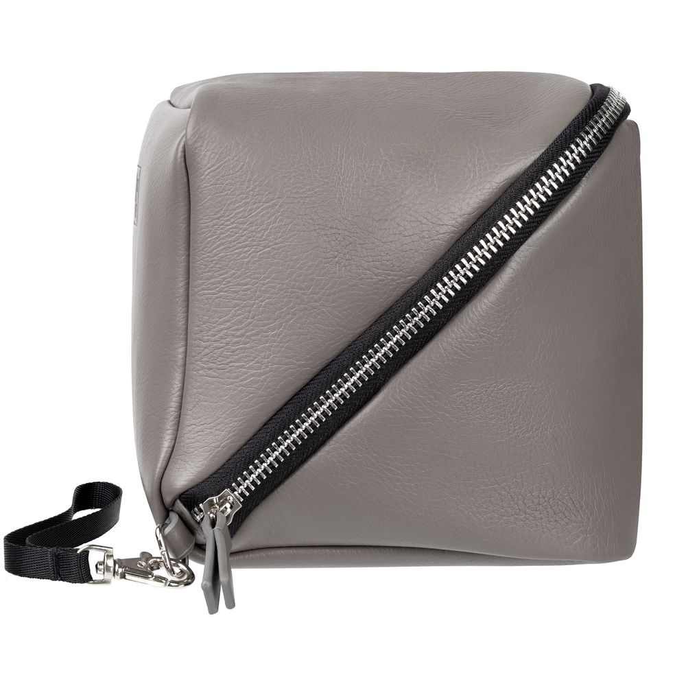 Дорожная косметичка Cubo, серая с логотипом — изображение 5