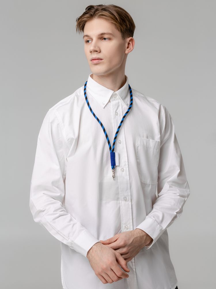 Шнурок для бейджа Tube Long, черный с синим — изображение 5