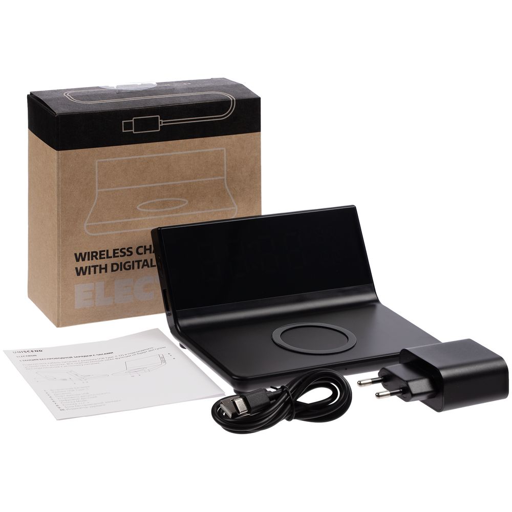 Зарядная станция с часами Electron, черная — изображение 12