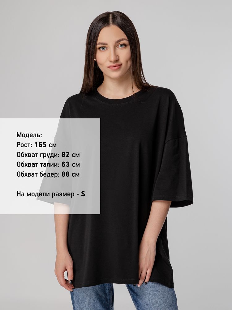 Футболка унисекс оверсайз Crosstown, черная — изображение 5