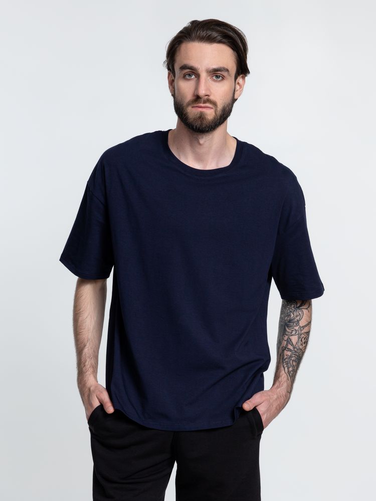 Футболка унисекс оверсайз Crosstown, темно-синяя — изображение 6