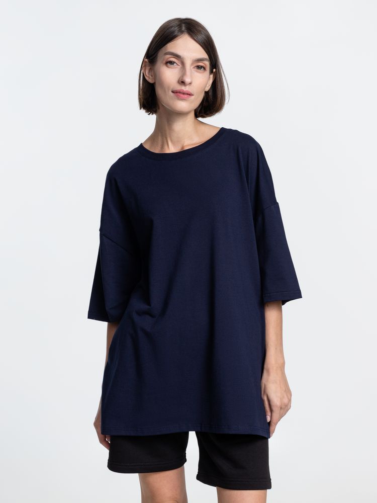 Футболка унисекс оверсайз Crosstown, темно-синяя — изображение 10