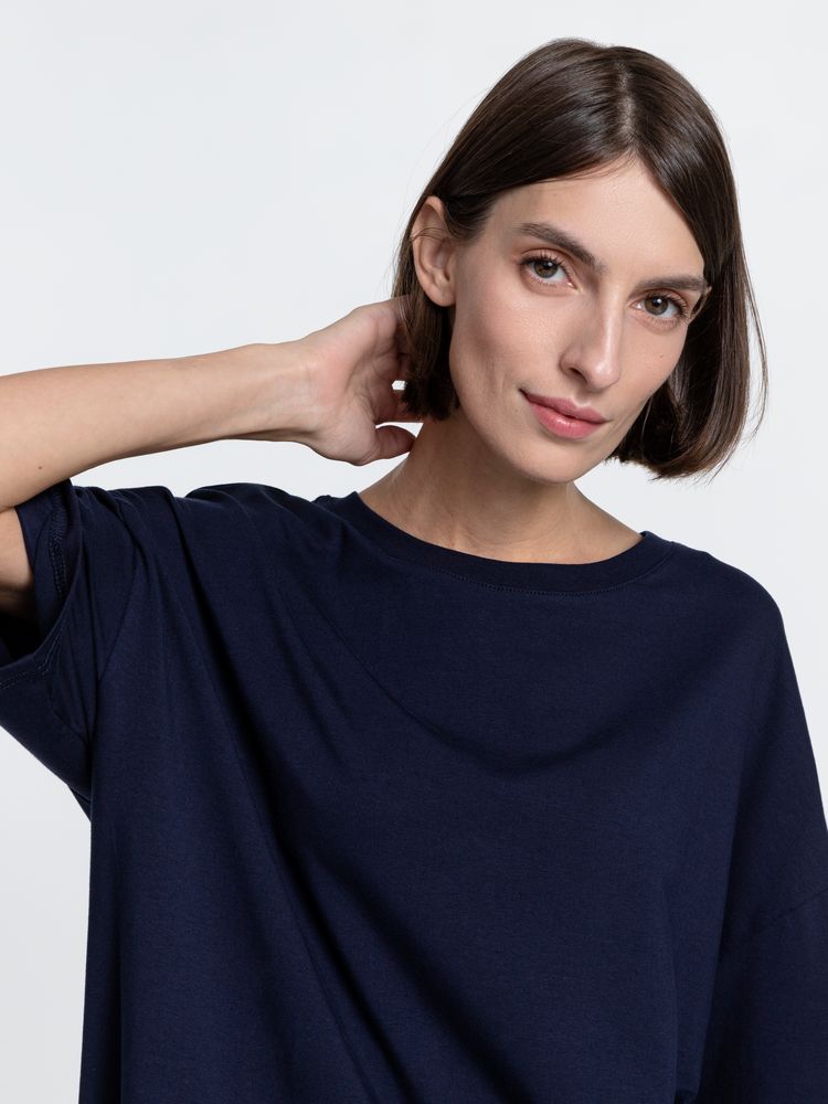 Футболка унисекс оверсайз Crosstown, темно-синяя — изображение 12