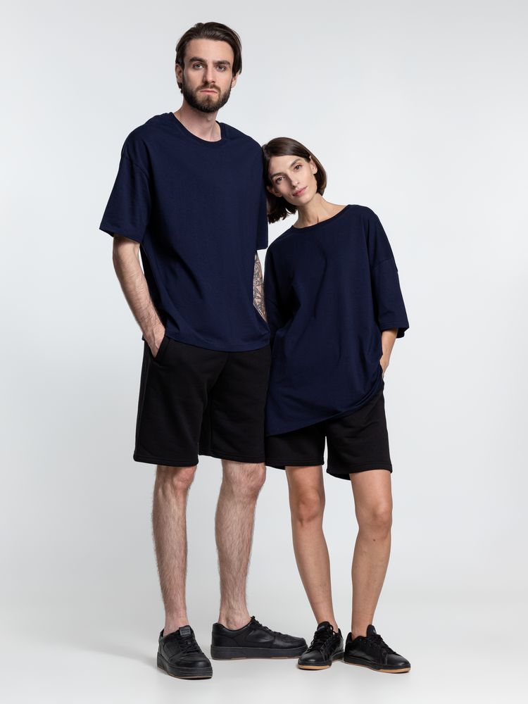 Футболка унисекс оверсайз Crosstown, темно-синяя — изображение 13