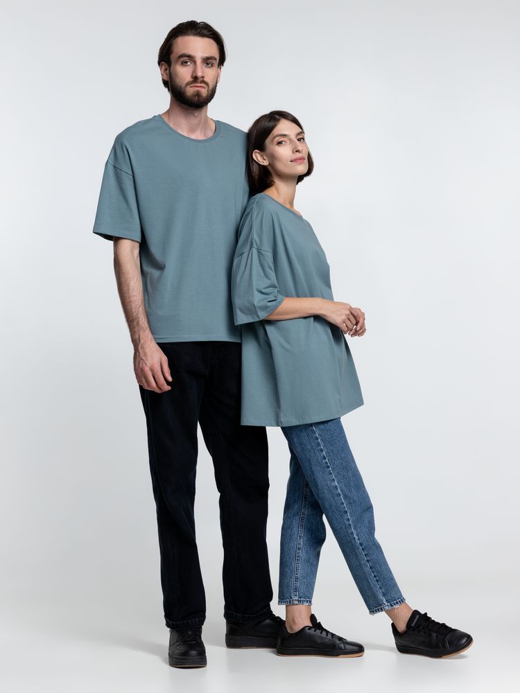 Футболка унисекс оверсайз Crosstown, серо-зеленая — изображение 13