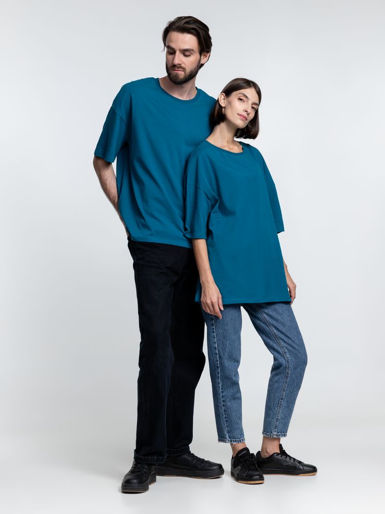 Футболка унисекс оверсайз Crosstown, бирюзовая (морская волна) — изображение 13