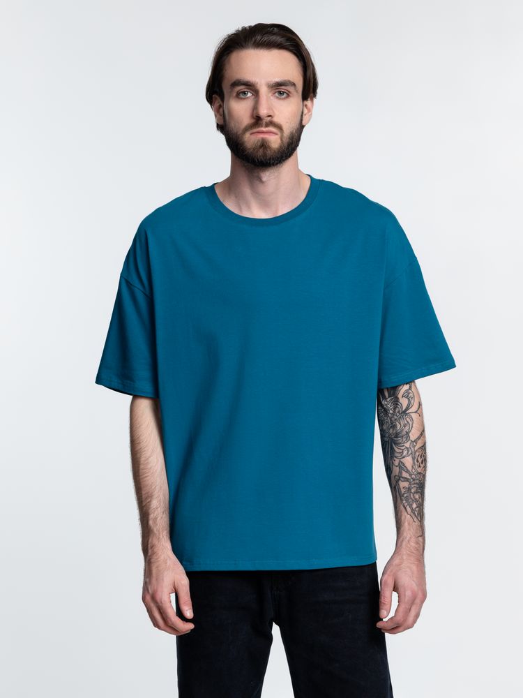 Футболка унисекс оверсайз Crosstown, бирюзовая (морская волна) — изображение 10