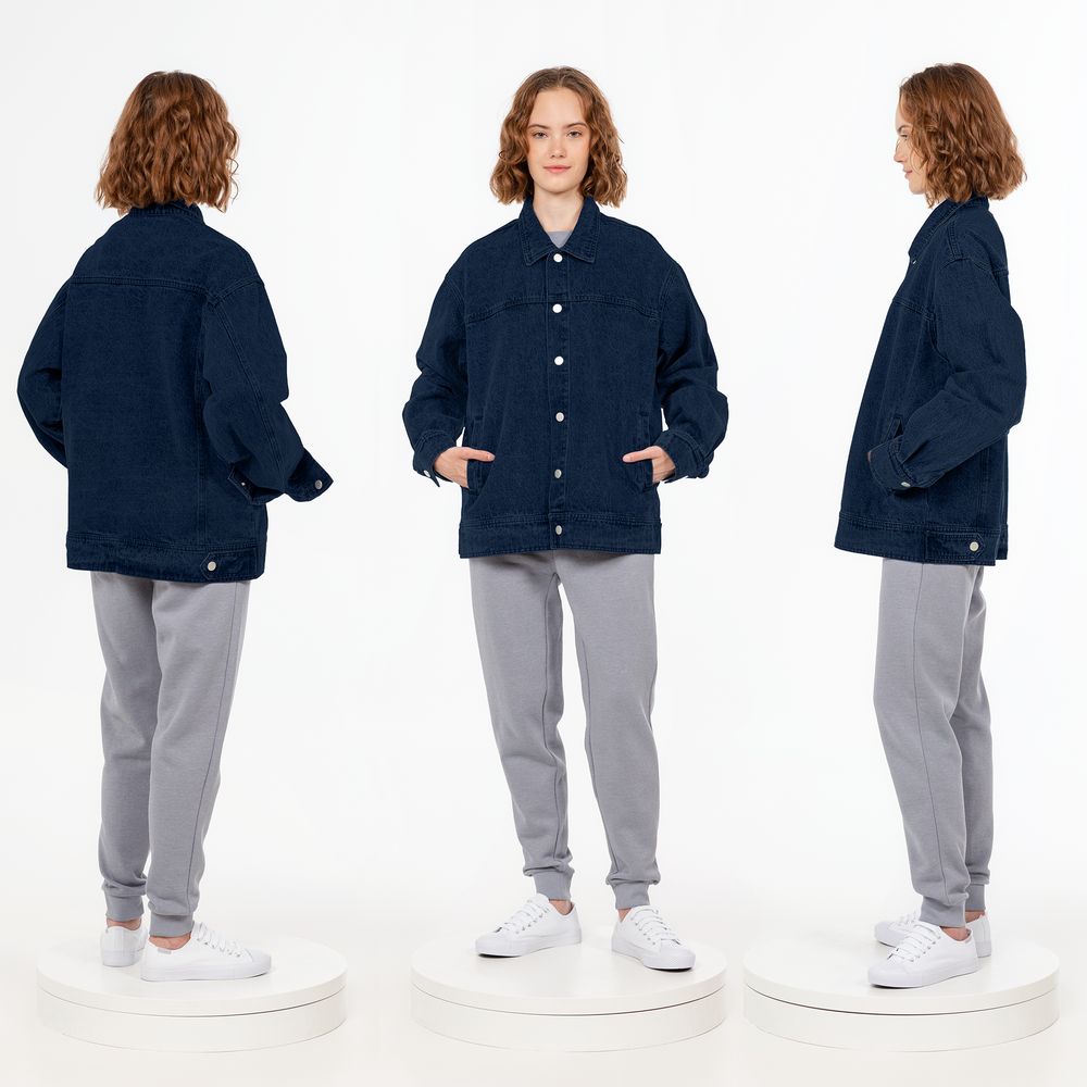 Куртка джинсовая O1, темно-синяя — изображение 6