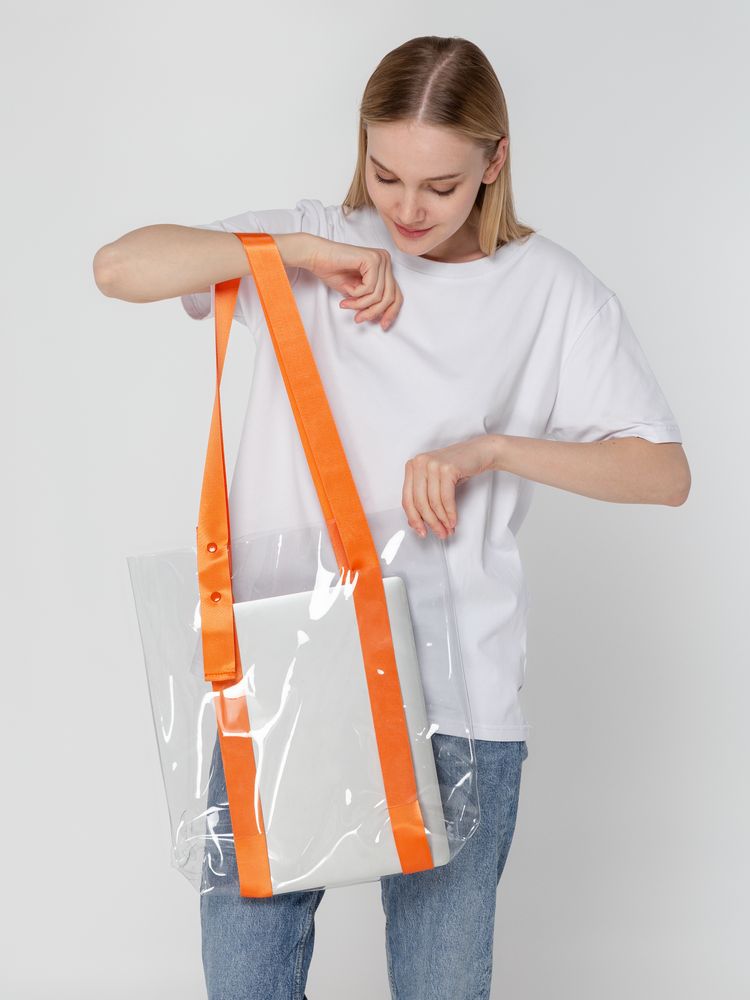 Шопер Clear Fest, прозрачный с оранжевыми ручками — изображение 6