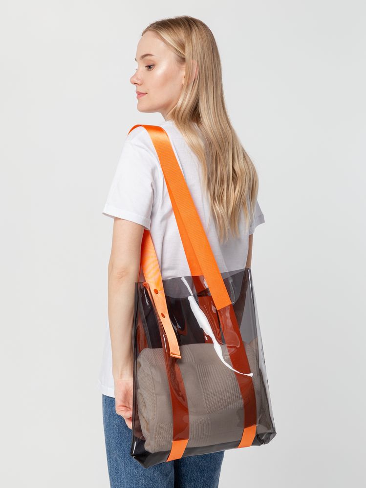 Шопер Clear Fest, прозрачный серый с оранжевыми ручками — изображение 6