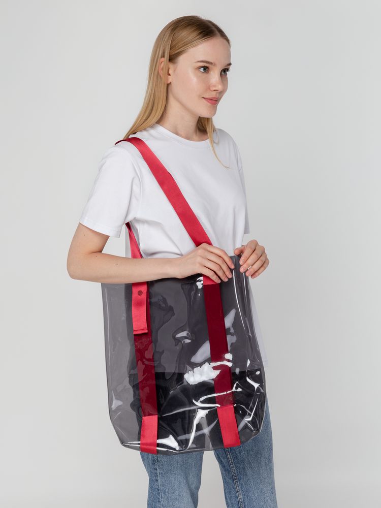 Шопер Clear Fest, прозрачный серый с красными ручками — изображение 5