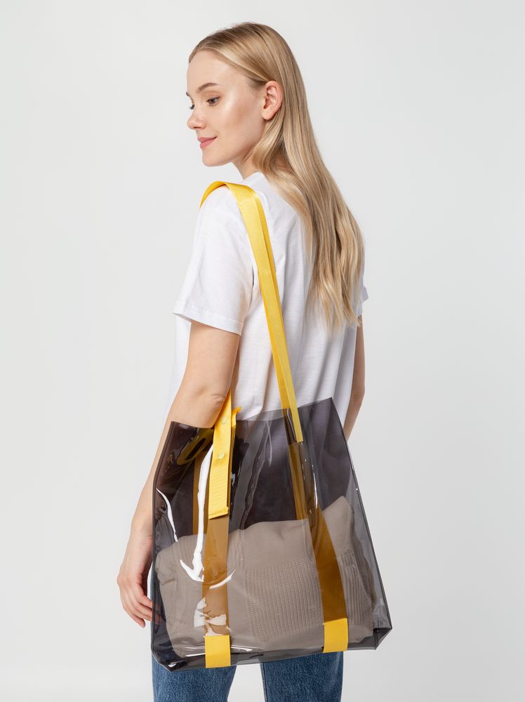 Шопер Clear Fest, прозрачный серый с желтыми ручками — изображение 6