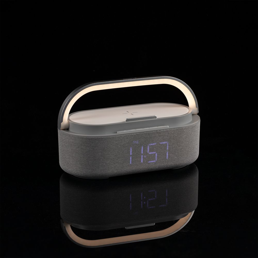 Колонка с часами и беспроводной зарядкой Veske, серая — изображение 14