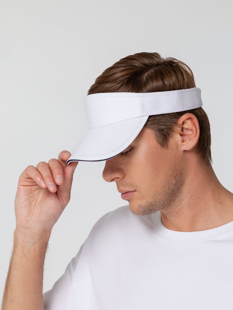 Козырек Active, белый с темно-синим кантом — изображение 8