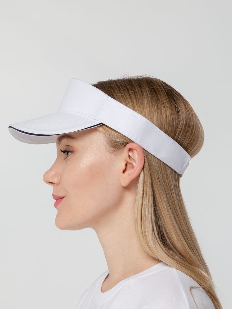 Козырек Active, белый с темно-синим кантом — изображение 10