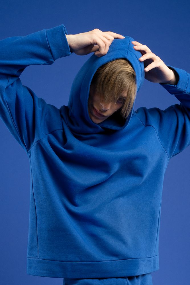 Худи унисекс H1, синее — изображение 3