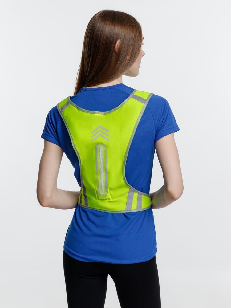 Светоотражающий жилет для бега с маячком Flash, желтый неон — изображение 11