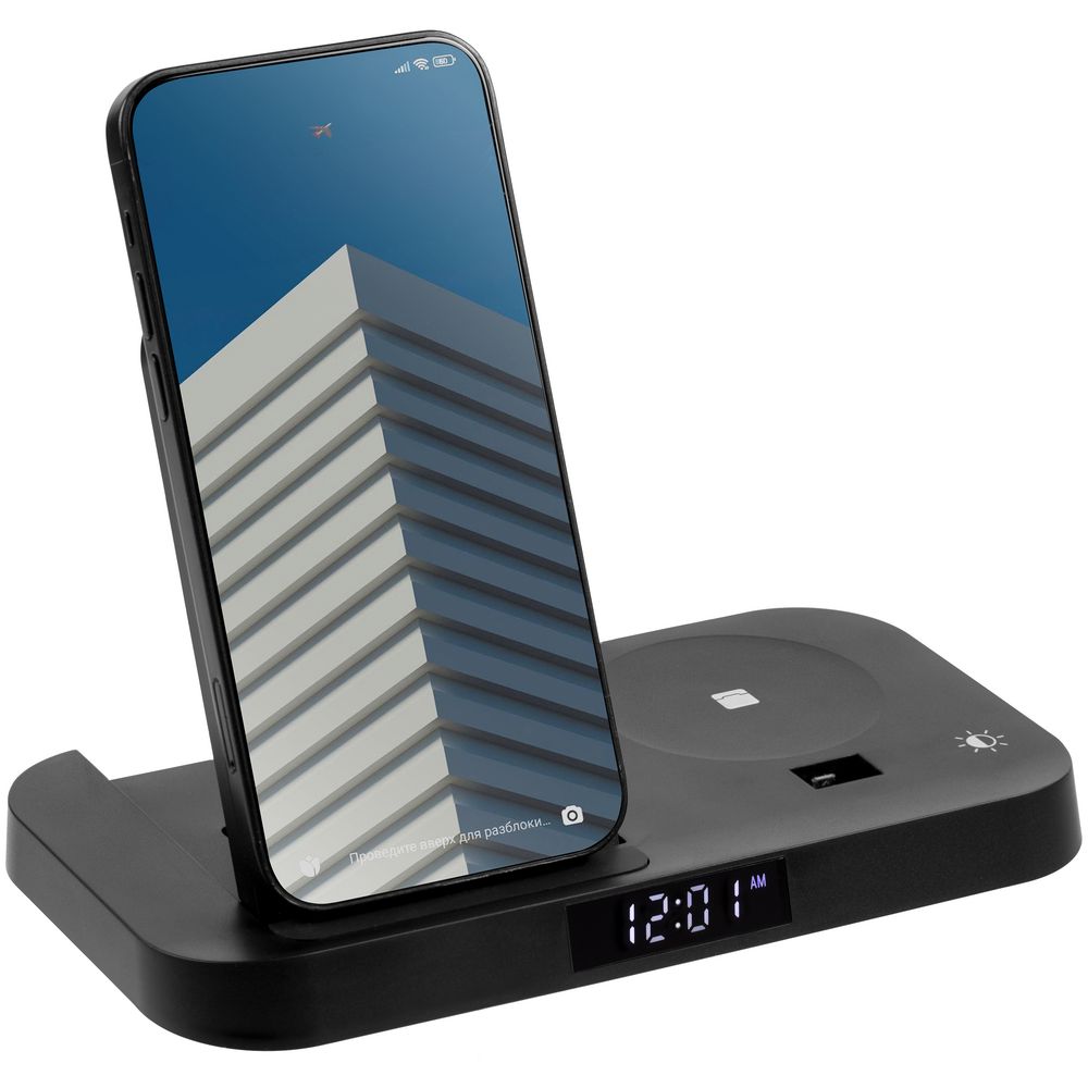 Зарядная станция с часами Clock Nest, черная — изображение 4