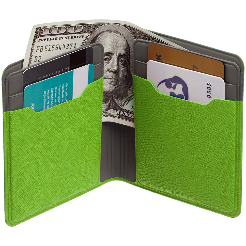Картхолдер с отделением для купюр Dual, зеленый — изображение 6