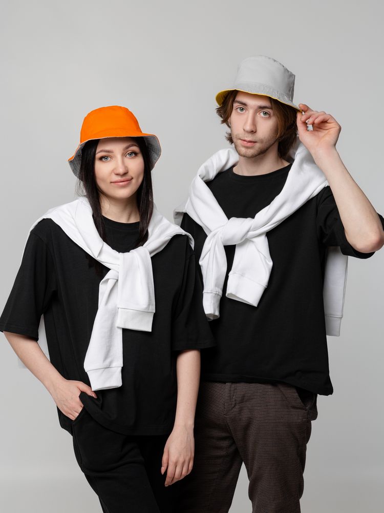 Панама Summer двусторонняя, оранжевая с серым — изображение 9