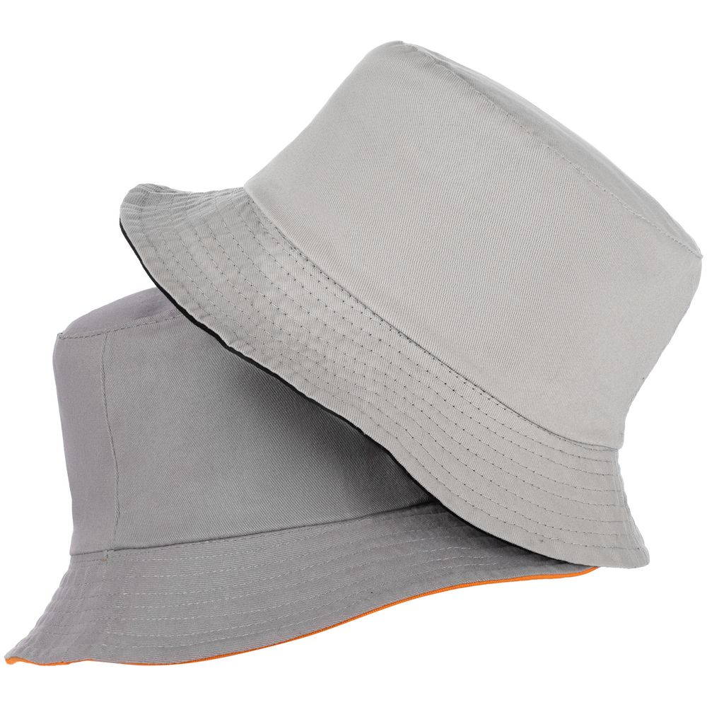 Панама Summer двусторонняя, оранжевая с серым — изображение 5
